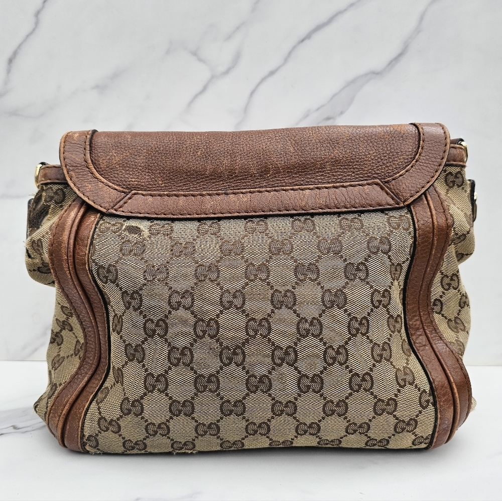 GUCCI Bella Canvas Hobo Bag With Leather Trim & Braided Strap - Picture 4 of 16